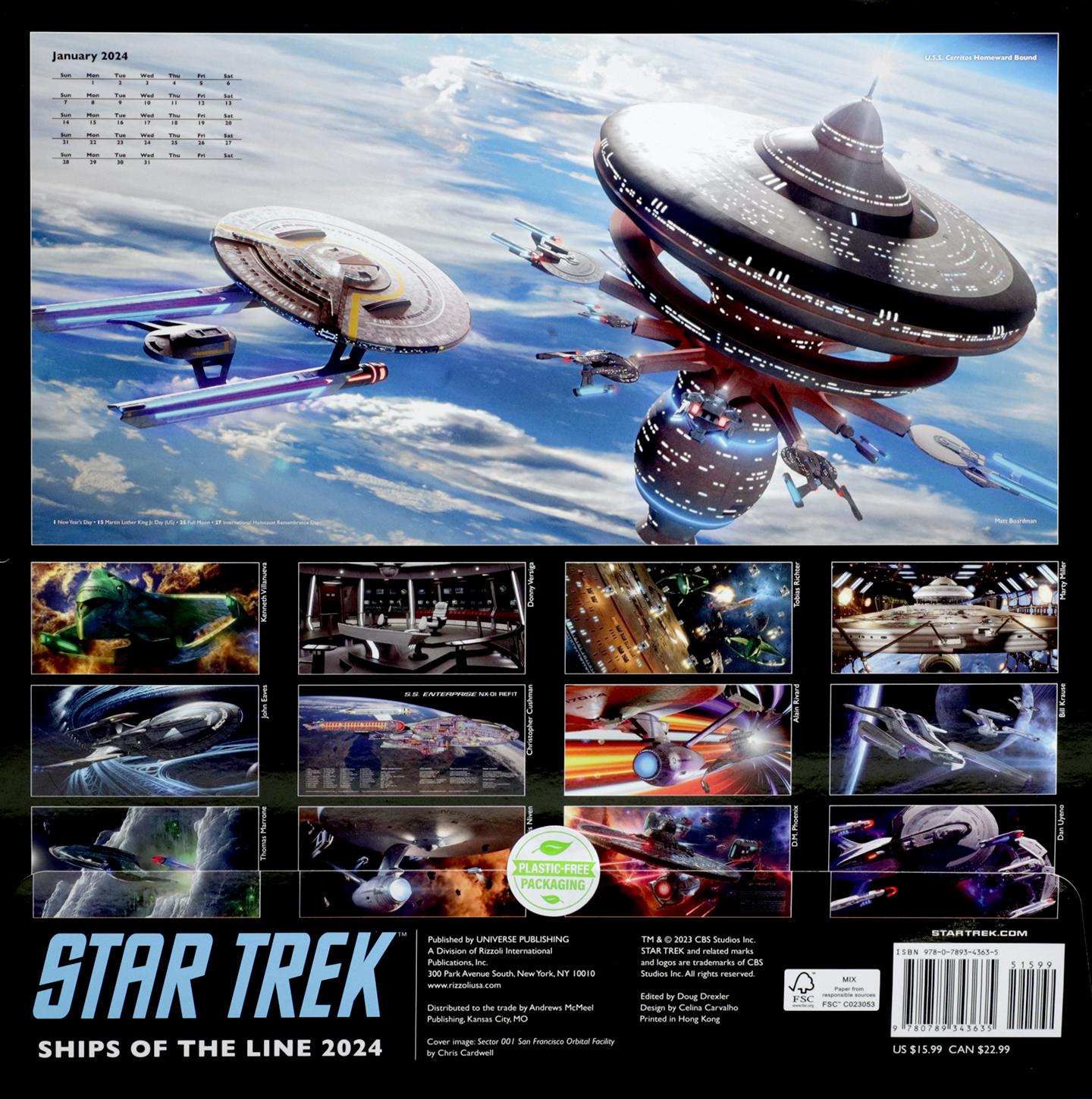 star trek ships of the line 2024 wall calendar