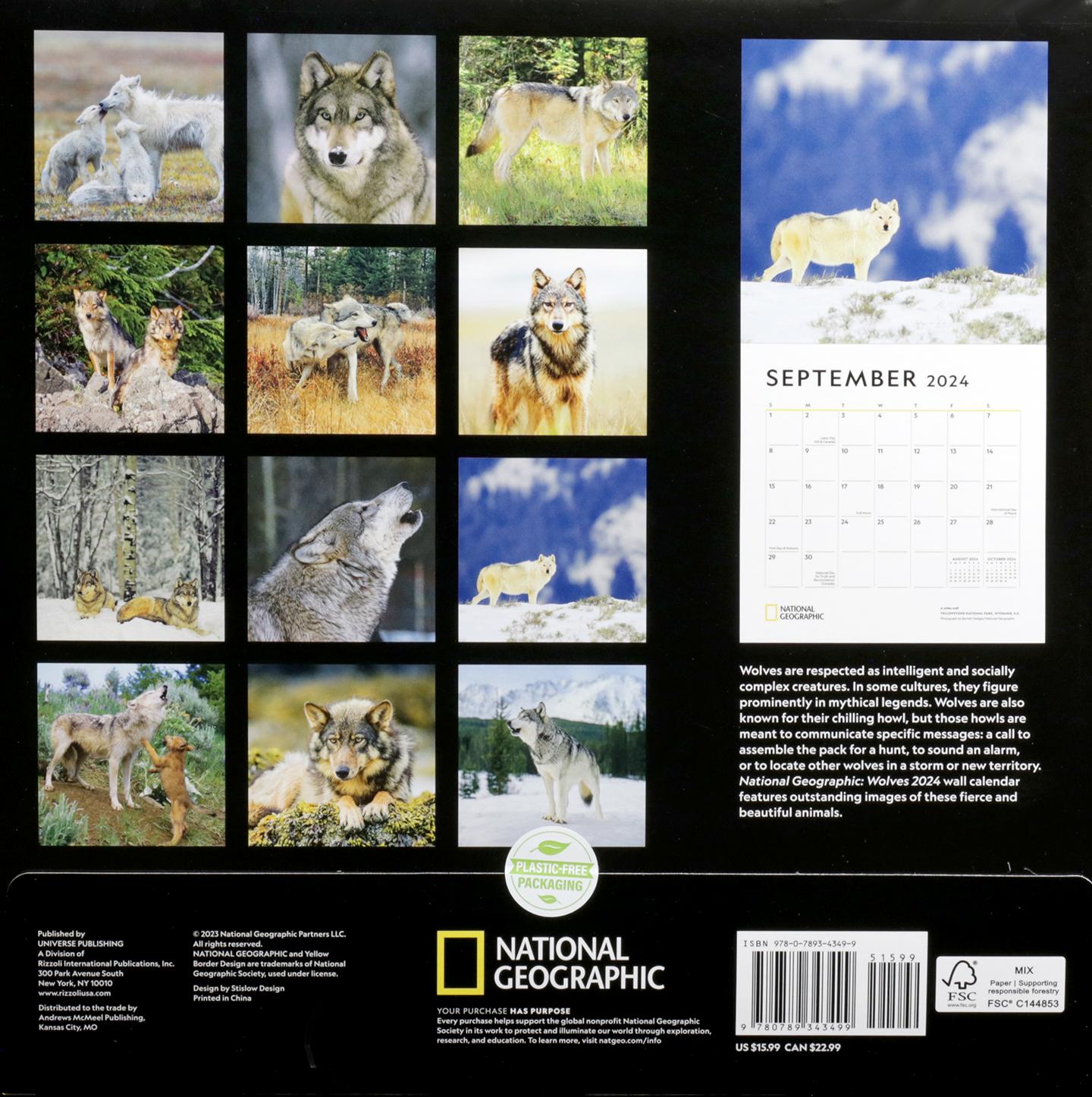2024 NATIONAL GEOGRAPHIC WOLVES CALENDAR