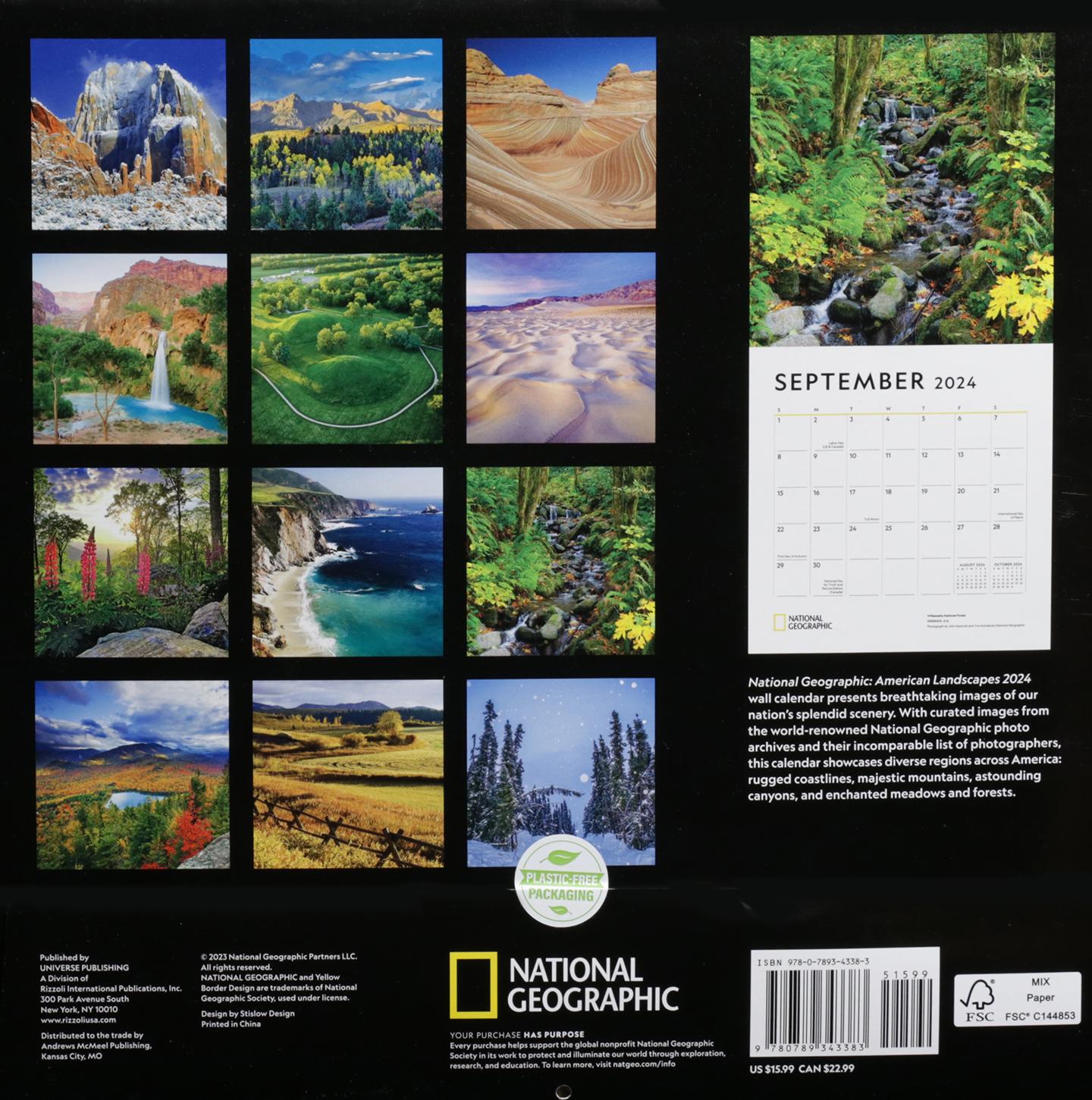 2024 NATIONAL GEOGRAPHIC AMERICAN LANDSCAPES CALENDAR