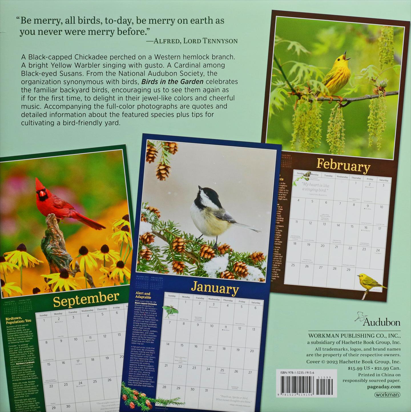 2024 AUDUBON BIRDS IN THE GARDEN CALENDAR